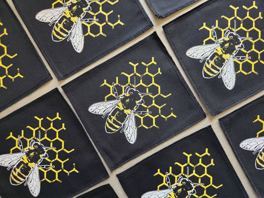Bee Comb Patch | Handmade Screen Printed Patch | Sew On Patch