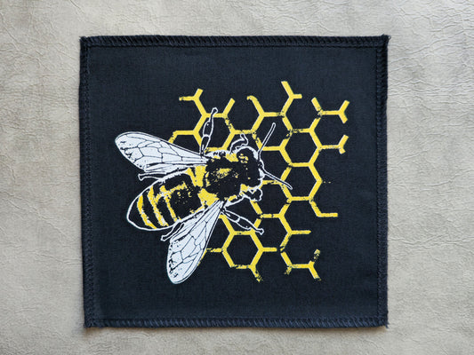 Bee Comb Patch | Handmade Screen Printed Patch | Sew On Patch