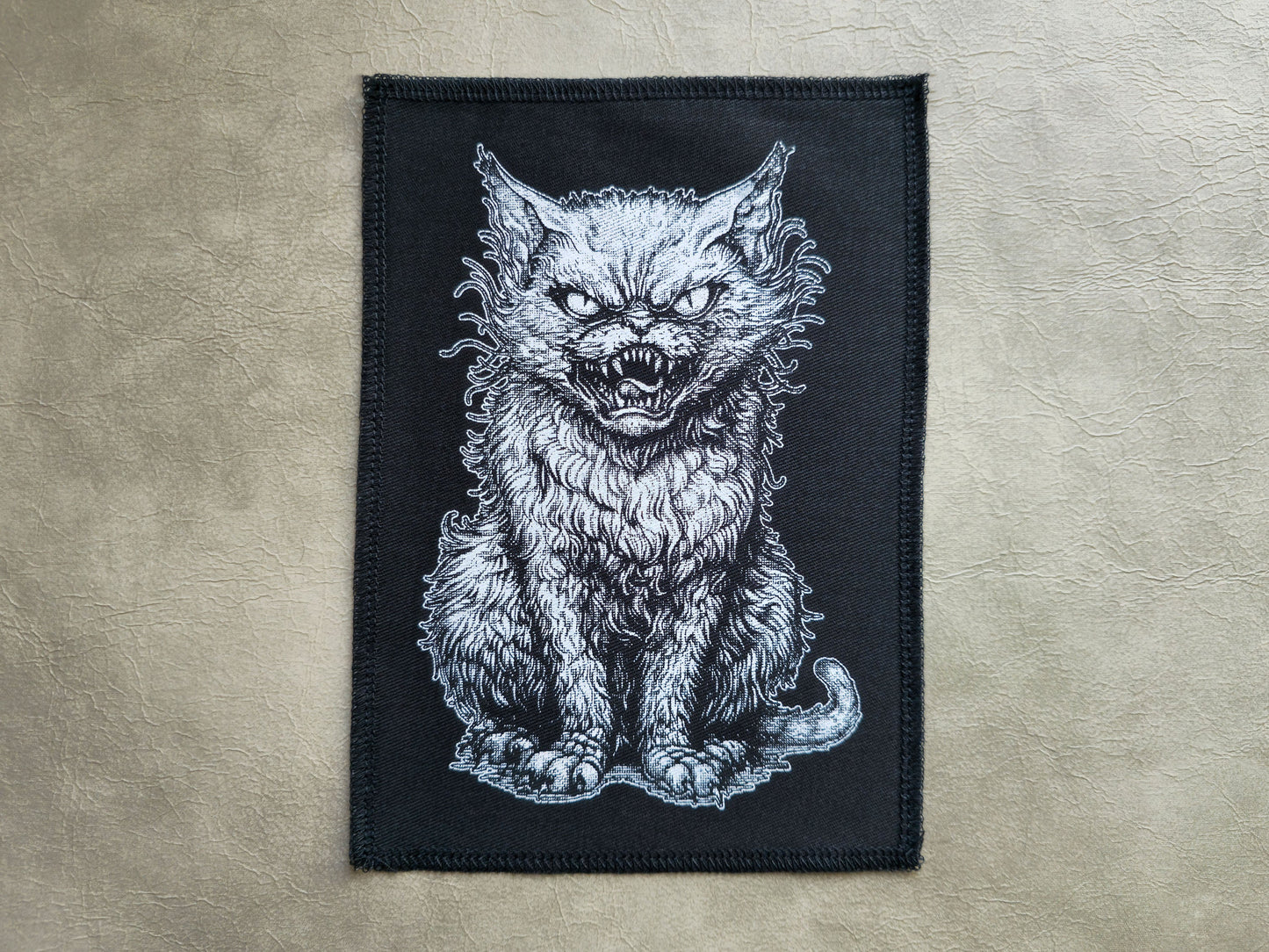 Freaky Cat Patch | Handmade Screen Printed Patch | Sew On Patch