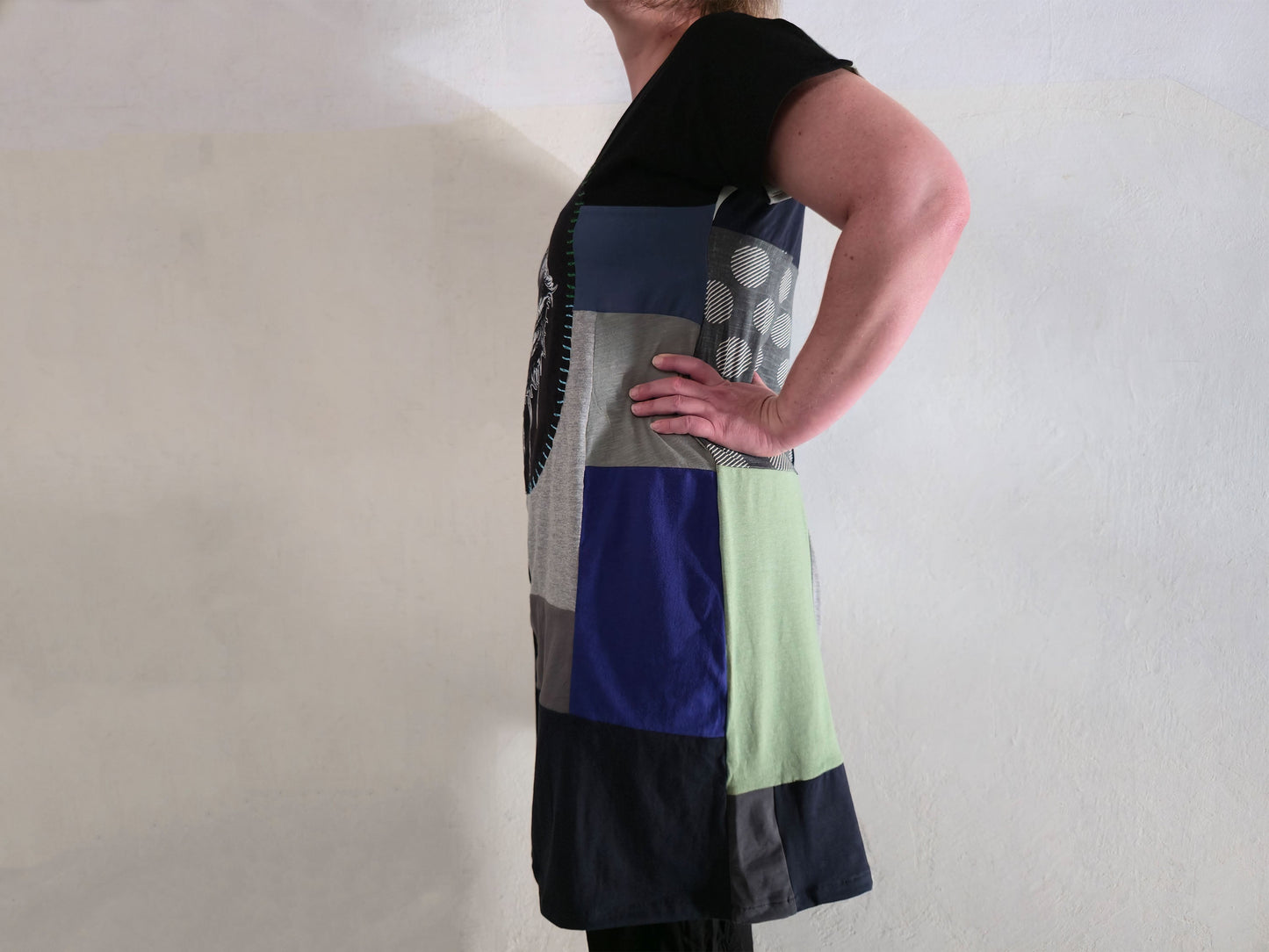 Eye See You Patch Dress | Handmade Screen Printed Dress | Zero waste Patchwork Dress