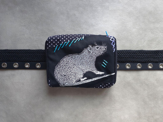 Rat Belt Pouch | Handmade Waist Bag | Screen Printed