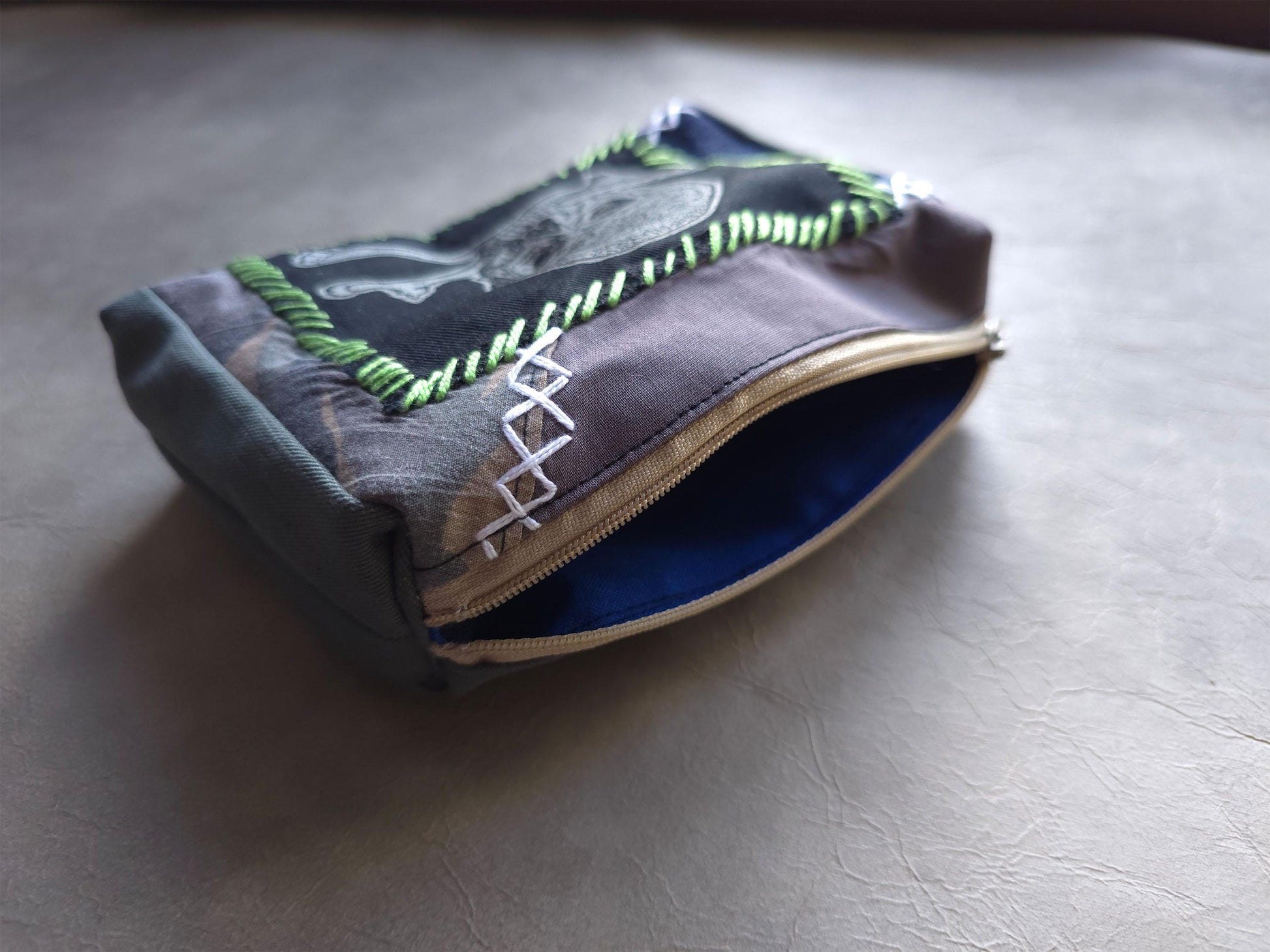 Skull Crossbone Belt Pouch | Handmade Waist Bag | Screen Printed