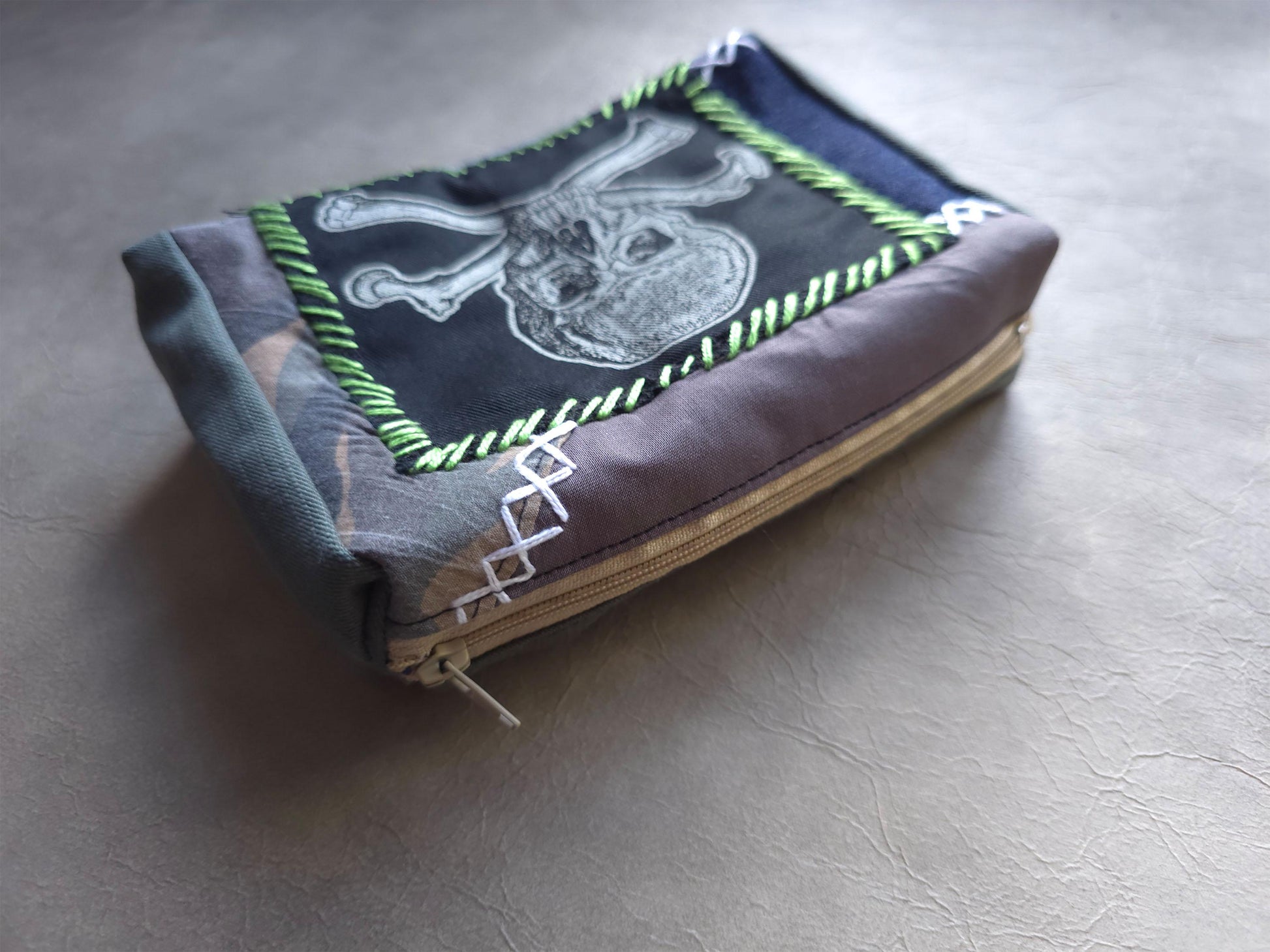 Skull Crossbone Belt Pouch | Handmade Waist Bag | Screen Printed