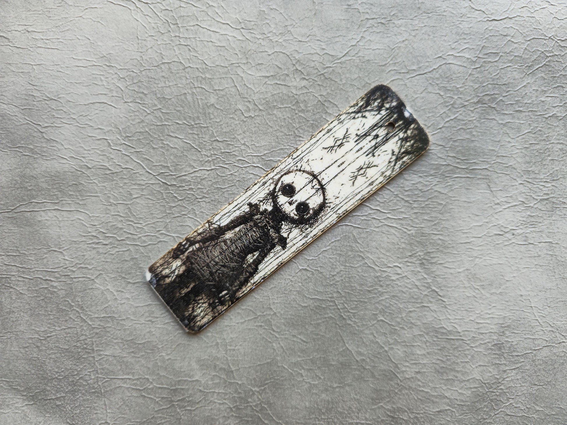 Death Doll Wooden Bookmark | Handmade | Original Art Decoupage