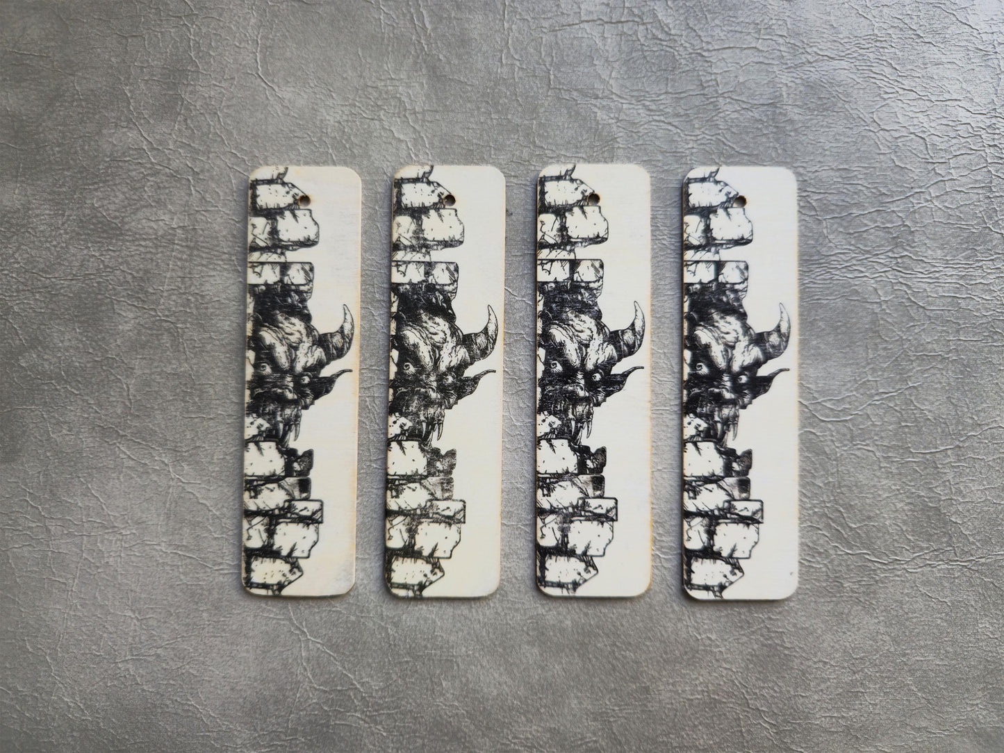 Monster Out The Wall Wooden Bookmark | Handmade | Original Art Decoupage