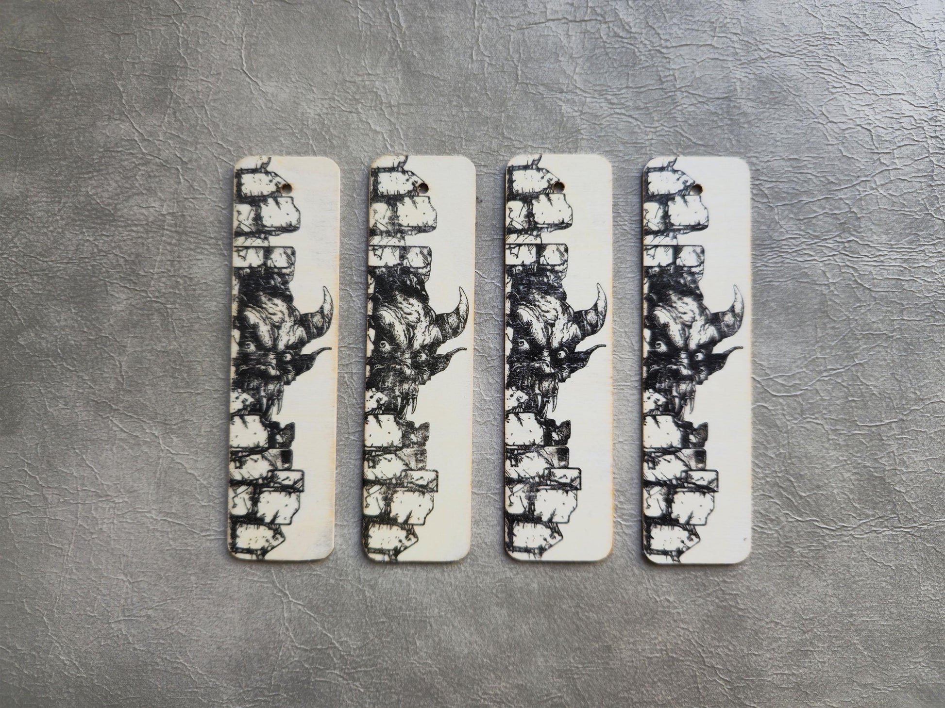 Monster Out The Wall Wooden Bookmark | Handmade | Original Art Decoupage