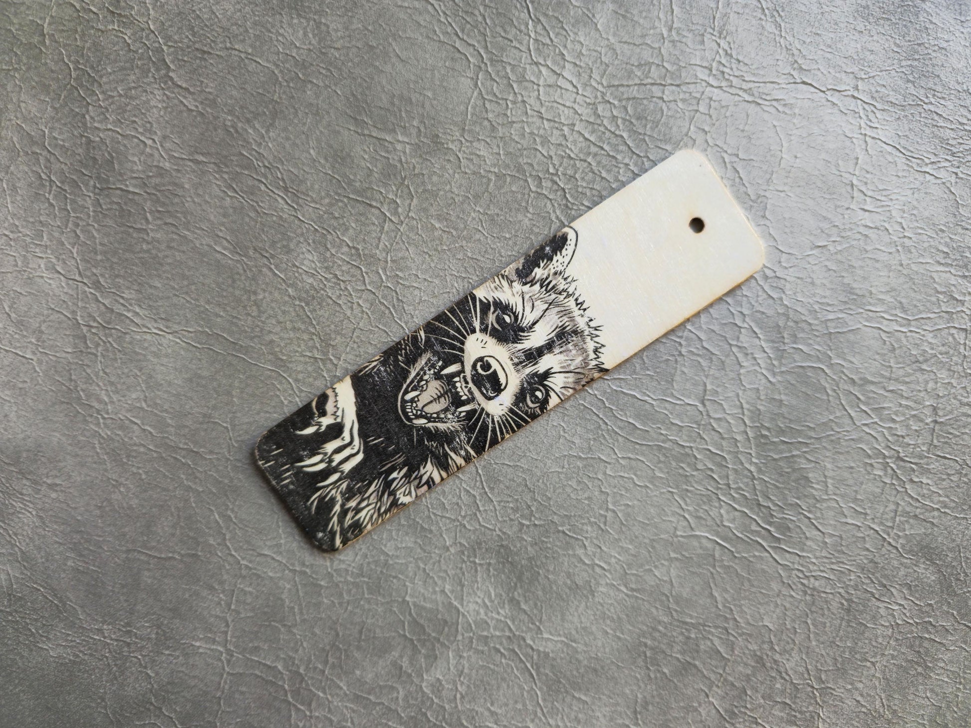 Racoon Wooden Bookmark | Handmade | Original Art Decoupage