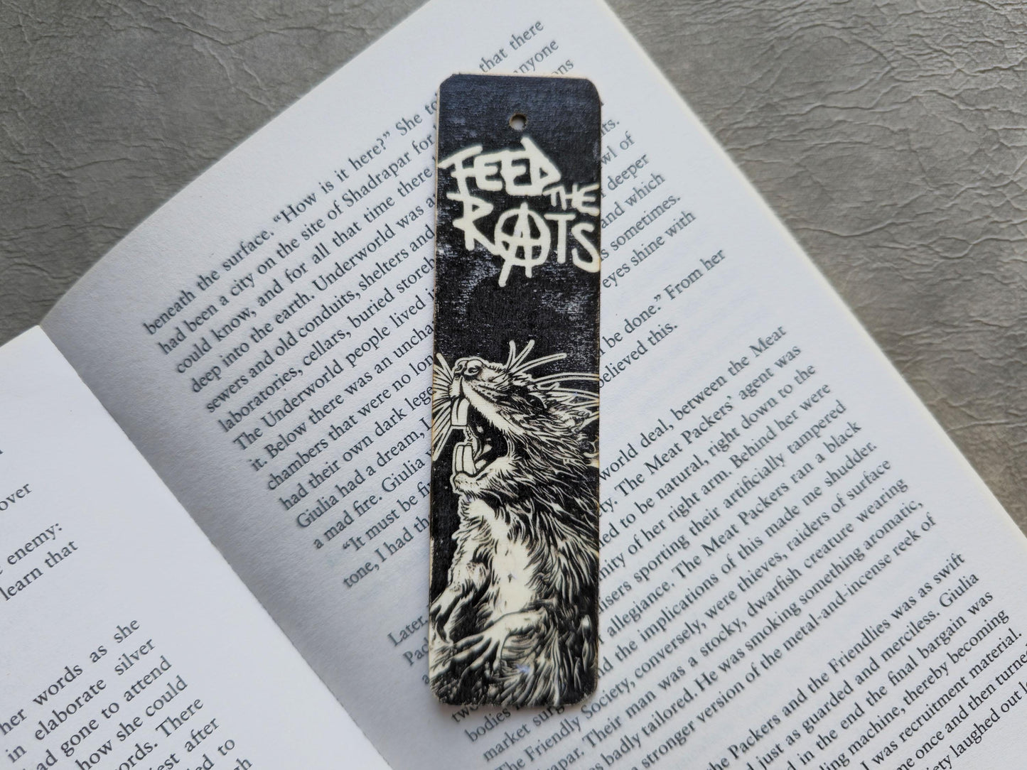 Feed The Rats Wooden Bookmark | Handmade | Original Art Decoupage