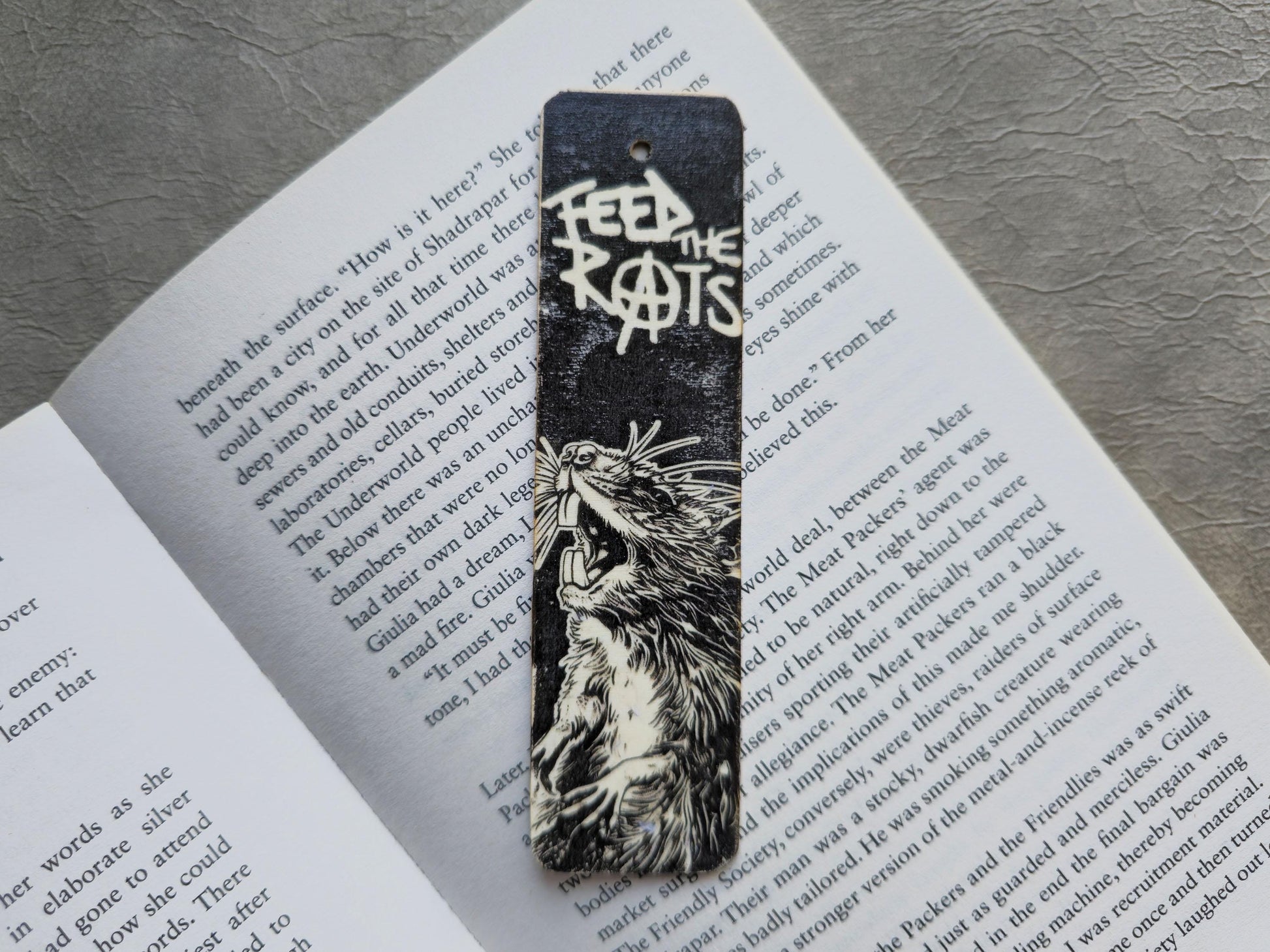 Feed The Rats Wooden Bookmark | Handmade | Original Art Decoupage