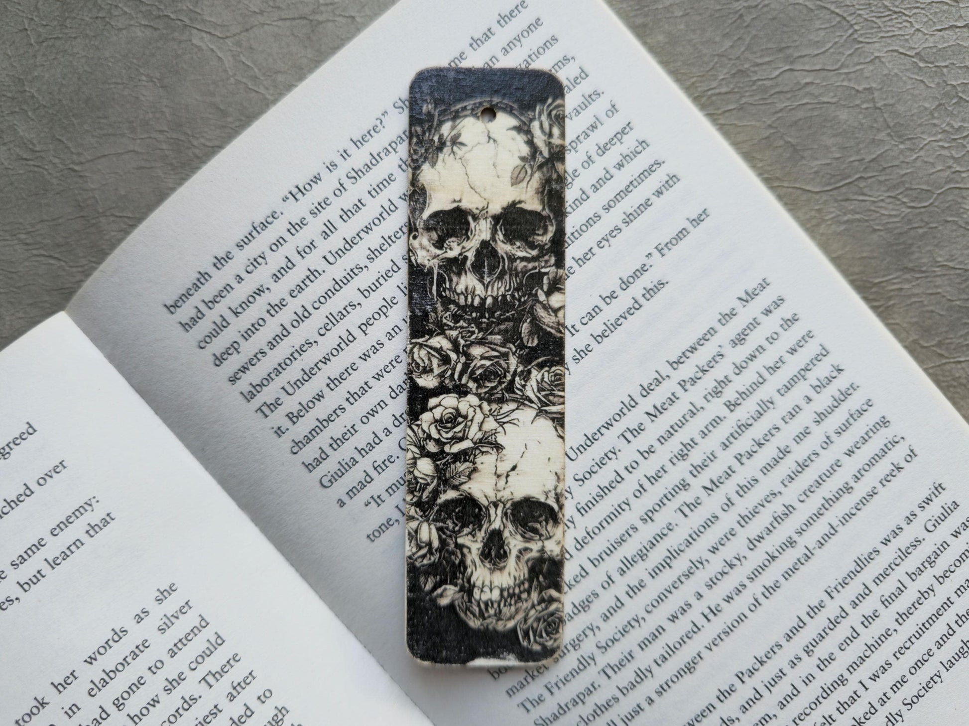 Skull Wooden Bookmark | Handmade | Original Art Decoupage