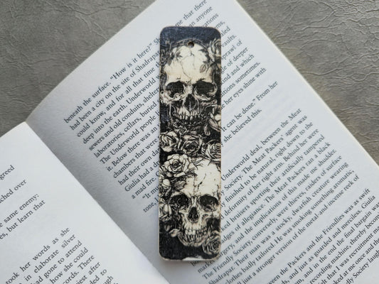 Skull Wooden Bookmark | Handmade | Original Art Decoupage