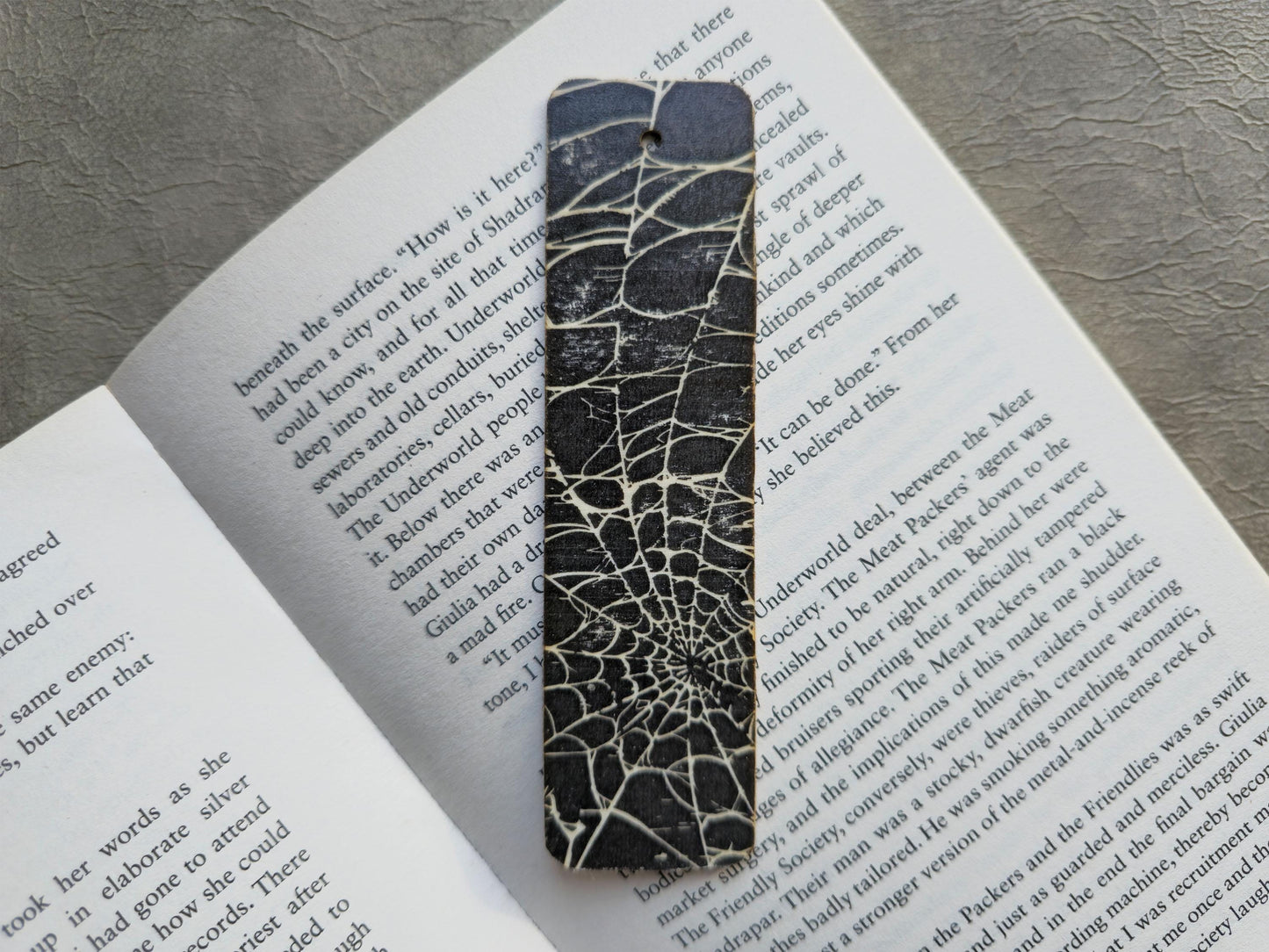 Spider Web Wooden Bookmark | Handmade | Original Art Decoupage