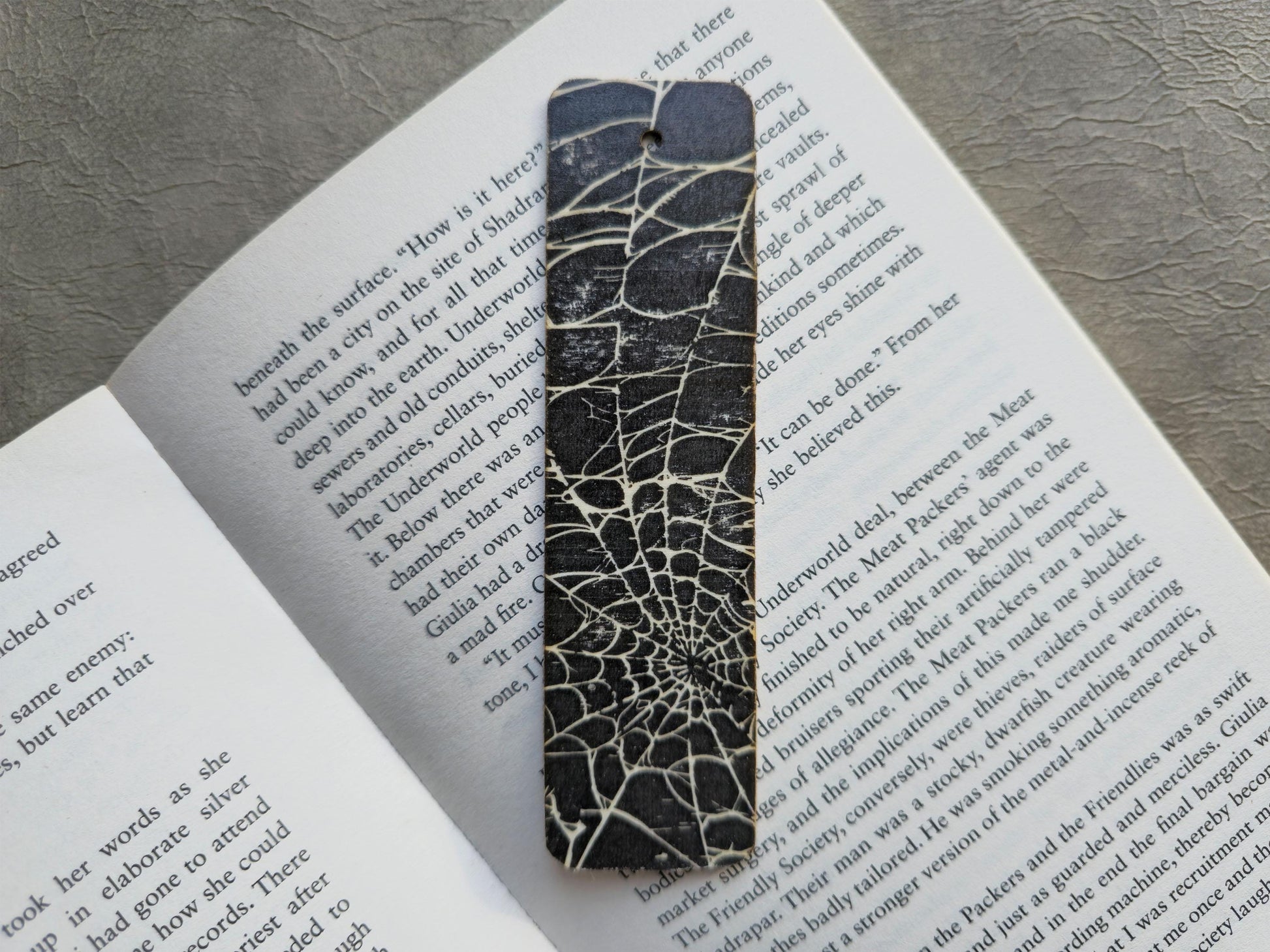 Spider Web Wooden Bookmark | Handmade | Original Art Decoupage