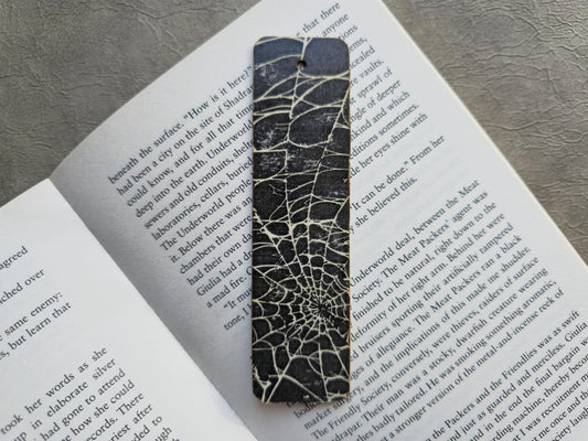 Spider Web Wooden Bookmark | Handmade | Original Art Decoupage