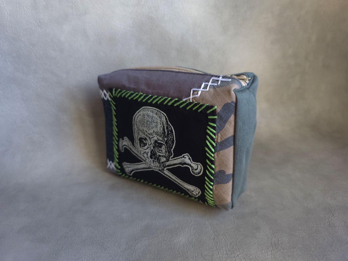Skull Crossbone Belt Pouch | Handmade Waist Bag | Screen Printed