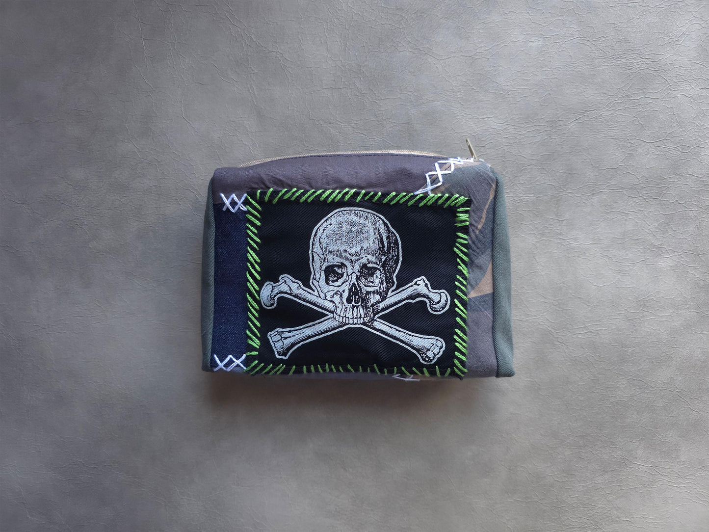 Skull Crossbone Belt Pouch | Handmade Waist Bag | Screen Printed