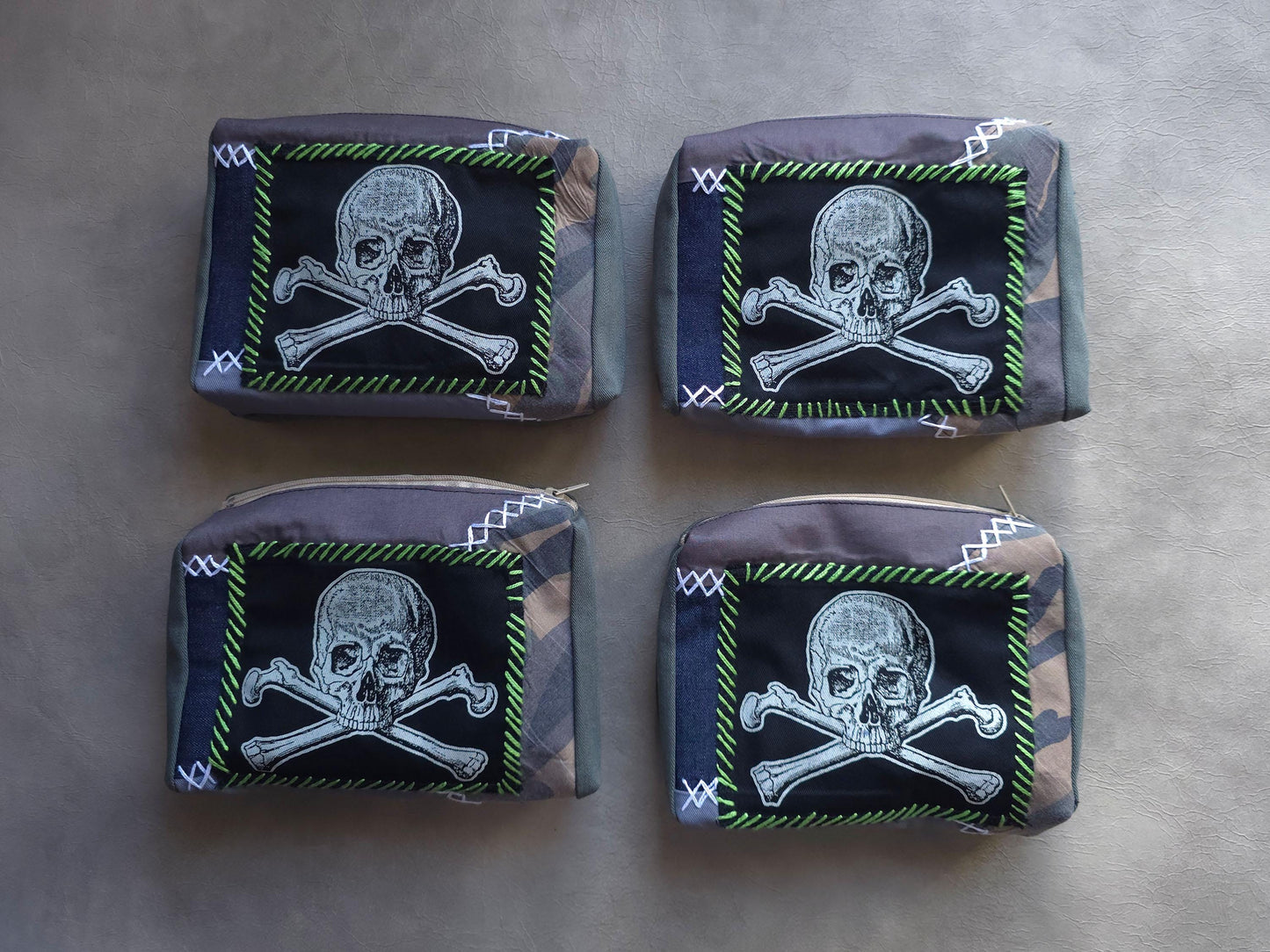Skull Crossbone Belt Pouch | Handmade Waist Bag | Screen Printed