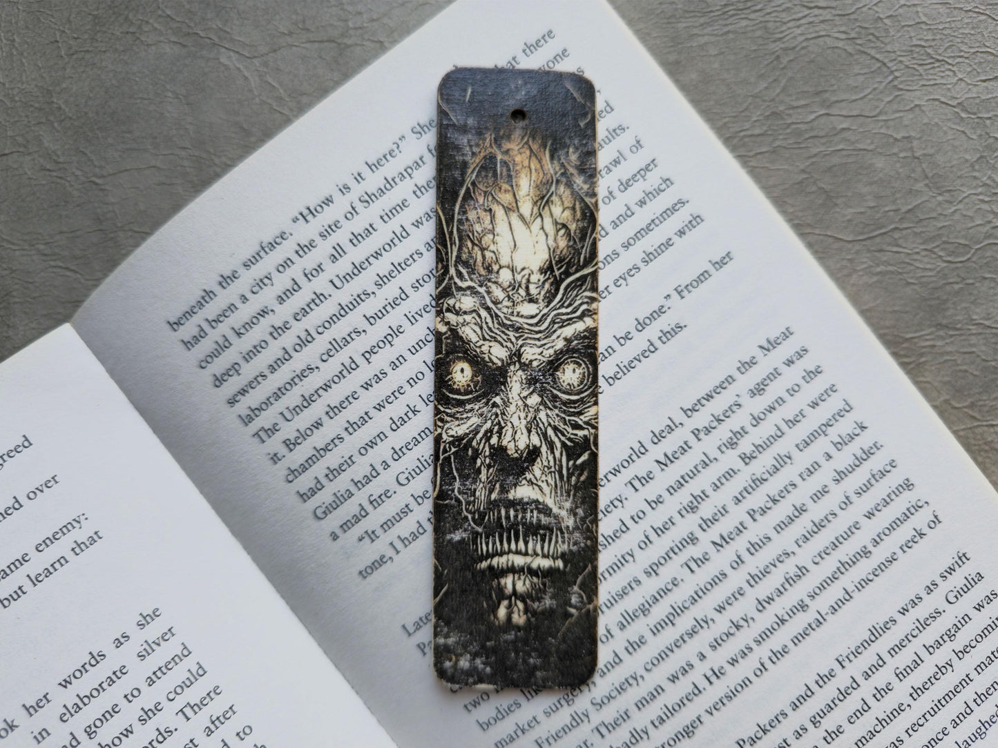 Evil Face Wooden Bookmark | Handmade | Original Art Decoupage