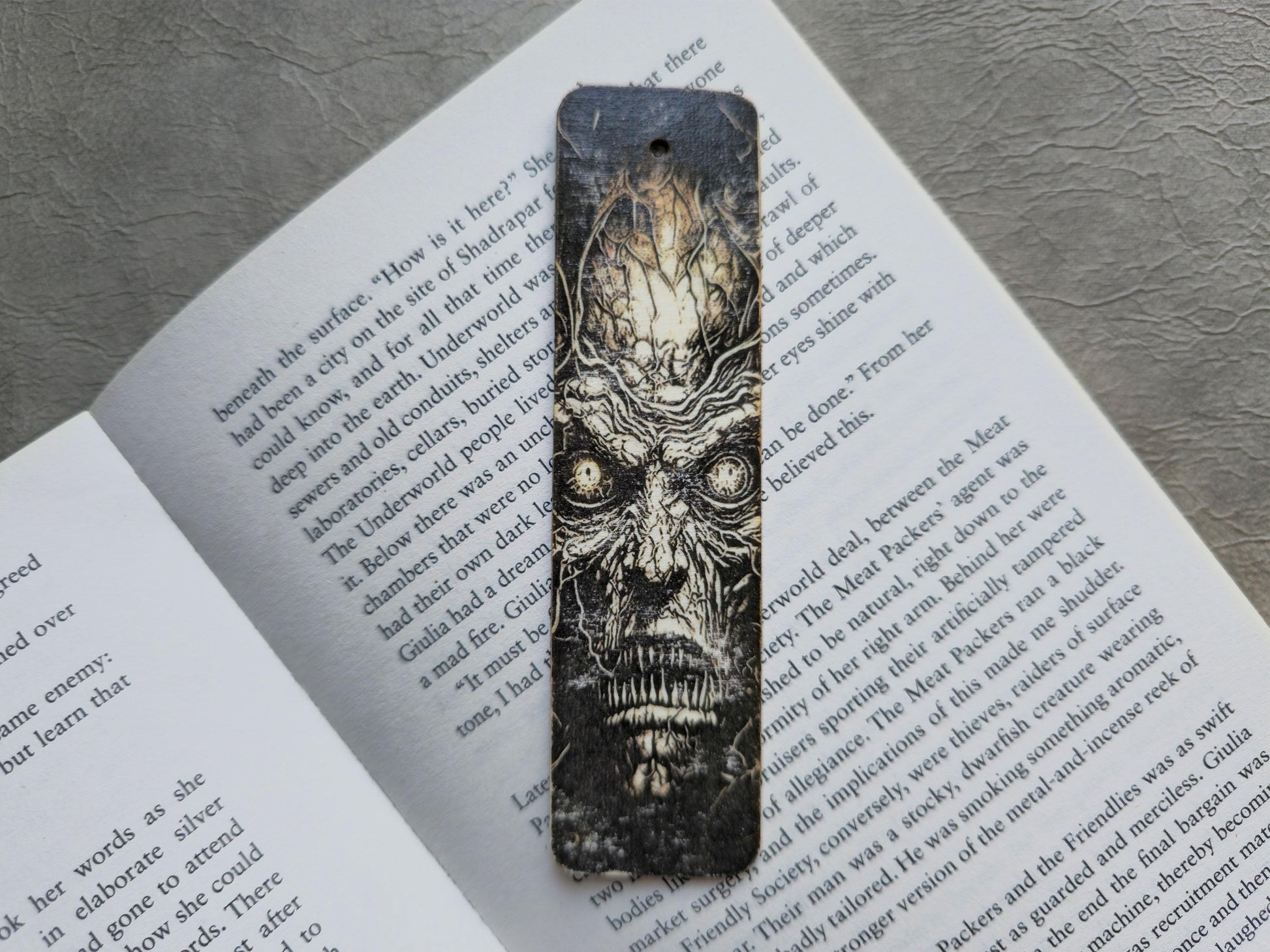 Evil Face Wooden Bookmark | Handmade | Original Art Decoupage