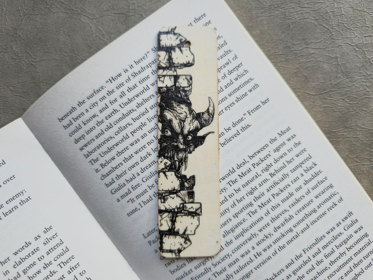 Monster Out The Wall Wooden Bookmark | Handmade | Original Art Decoupage