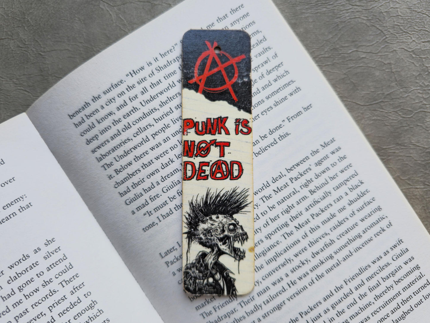 Punk Is Not Dead Wooden Bookmark | Handmade | Original Art Decoupage