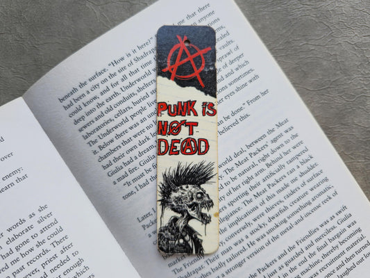 Punk Is Not Dead Wooden Bookmark | Handmade | Original Art Decoupage