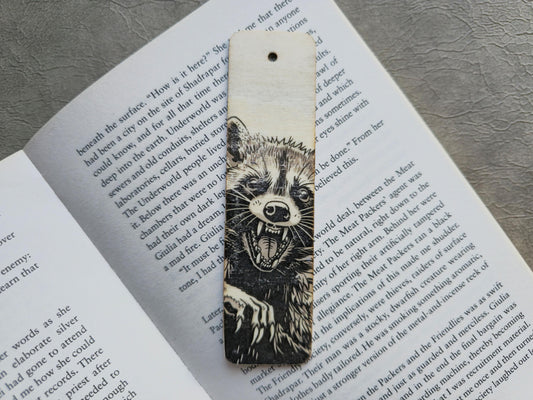 Racoon Wooden Bookmark | Handmade | Original Art Decoupage