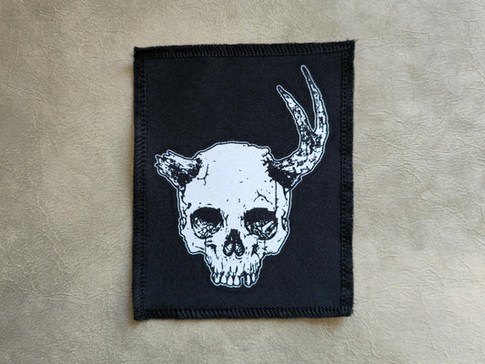 Horned Skull Patch | Handmade Screen Printed | Punk Patch