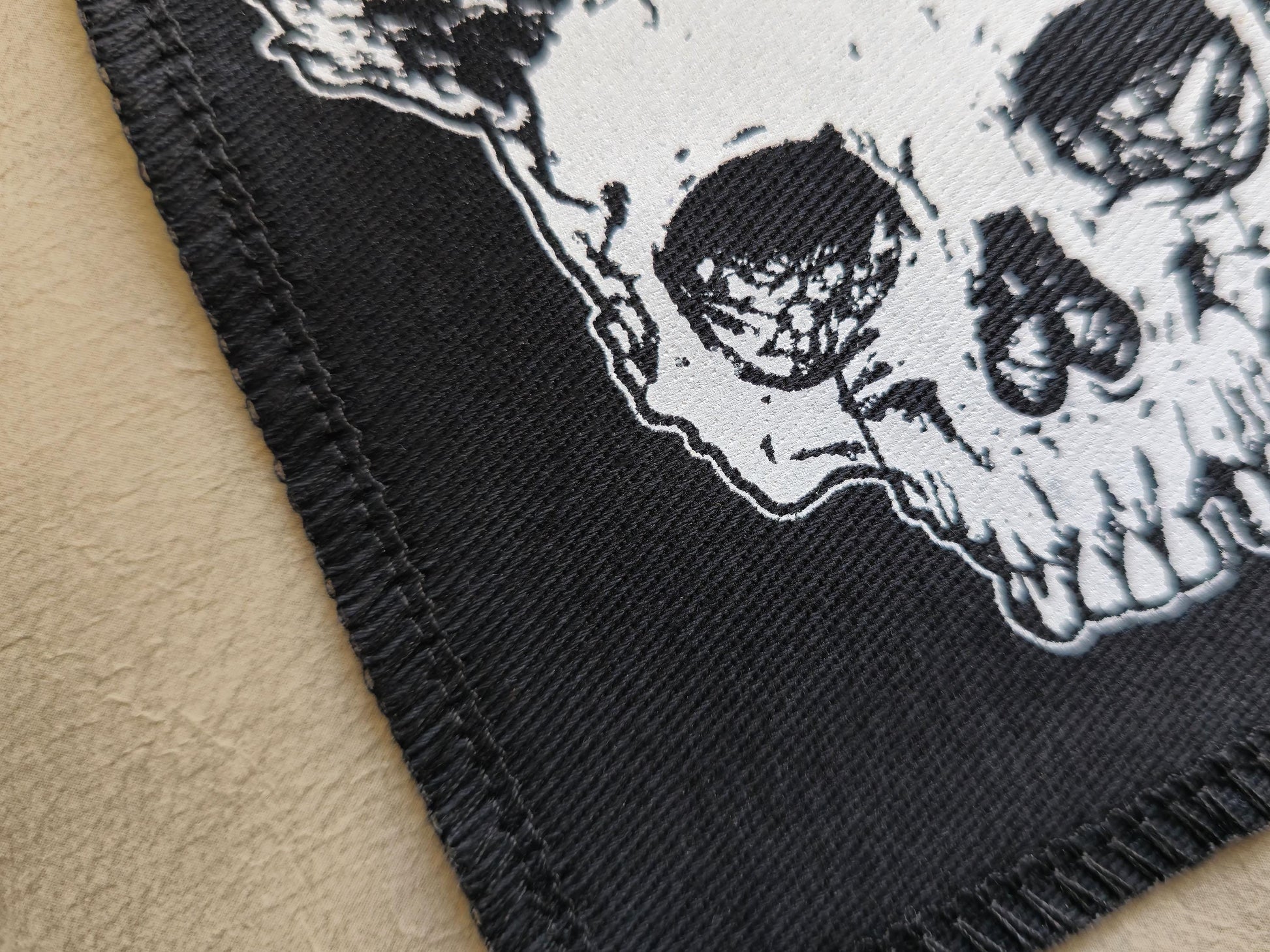 Horned Skull Patch | Handmade Screen Printed | Punk Patch