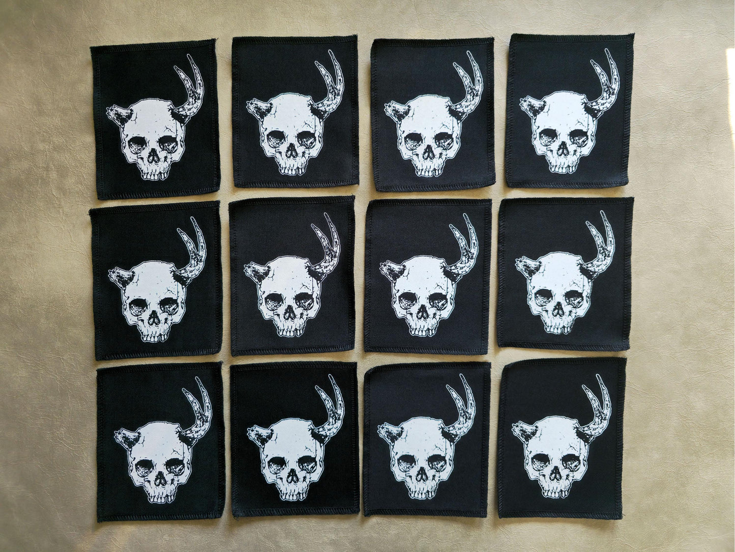 Horned Skull Patch | Handmade Screen Printed | Punk Patch