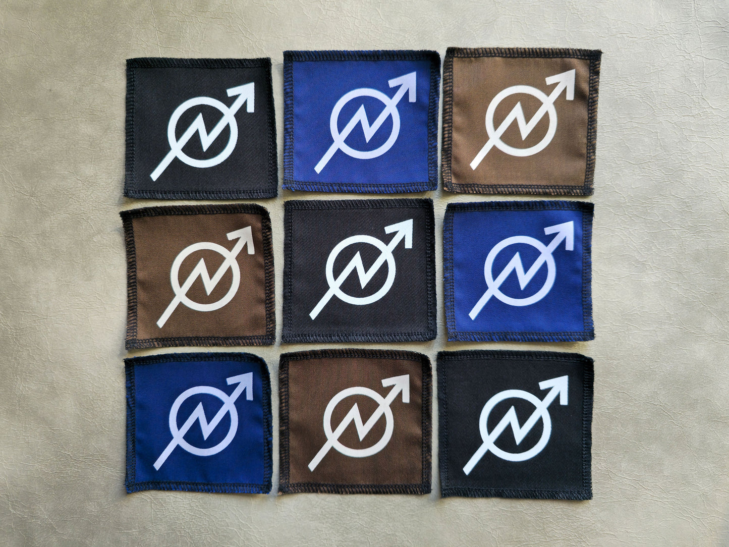 Handmade screen printed squat symbol patch available in multiple color options